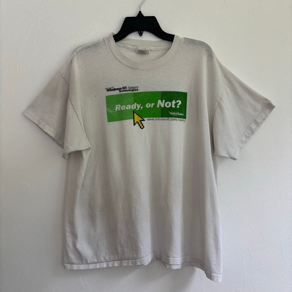 Vintage 1999 Microsoft Windows NT "Ready, or Not?" Promo T-Shirt XL